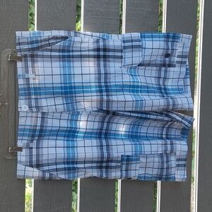 Biwang Men's Bermuda Short plaid blue white 52